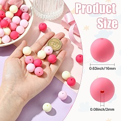 ラバー加工オペークアクリルビーズ  ラウンド  ピンク  16mm  穴：2mm  約232個/500g&nbsp;MACR-CJC0009-02E