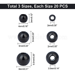 60個3スタイルイオンプレーティング（IP）202ステンレススチールビーズ  ラウンド  ミックスカラー  4~8x3~6.5mm  穴：2~3.5mm  20個/スタイル&nbsp;STAS-UN0028-13