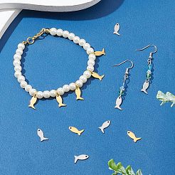 60個2色304ステンレスペンダント  魚  ミックスカラー  12x6x0.6mm  30個/カラー&nbsp;STAS-UN0029-05