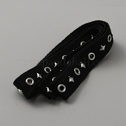 綿のリボン  ヘリンボーン リボン、ステンレス カラー メッキ ステンレス リベットとアイレット  ブラック  星の模様  3/4インチ（20mm）  星：8x8x2.5mm&nbsp;OCOR-WH0046-07P-01