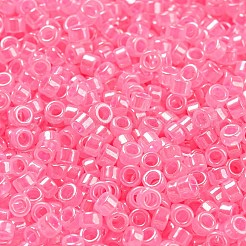 透明なガラスシードビーズを電気メッキする  セイロン  シリンダー  パールピンク  2.5x1.6mm  穴：1.4mm  約50398個/ポンド&nbsp;SEED-S042-16A-04