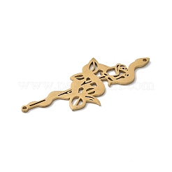 201 ステンレススチール製フィリグリーペンダント  花飾りのサンケ  ゴールドカラー  41x17.5x1mm  穴：1mm&nbsp;STAS-K298-10G