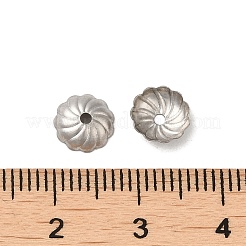 変色しない316ステンレススチールビーズキャップ  マルチ花弁  花  ステンレス鋼色  7x2mm  穴：1.2mm&nbsp;STAS-C080-01P
