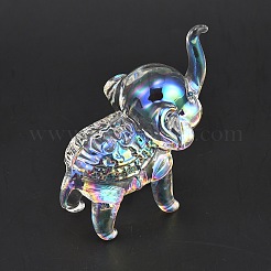天然水晶の象の置物  ホームオフィスのデスクトップ装飾用  透明  71x51x75mm&nbsp;DJEW-WH0028-014B-01