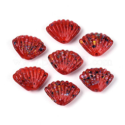 手作りランプワークビーズ連売り  シェル形状  レッド  17~20x23~26x10~11mm  穴：1~1.5mm  約30個/連  20.47~21.26''（52~54センチメートル）&nbsp;LAMP-T026-03F