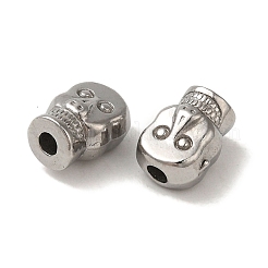 変色しない304ステンレススチールビーズ  スカル  ステンレス鋼色  8x6.5x5.5mm  穴：1.8mm&nbsp;STAS-K285-47B