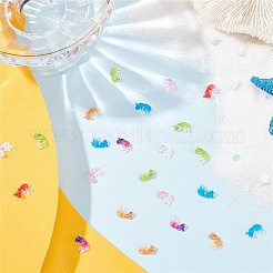 200個 8色 3D魚樹脂カボション  ネイルアートの装飾の付属品  ミックスカラー  10.5x7.5~8x3mm  25個/カラー&nbsp;MRMJ-CP0001-05