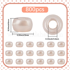 プラスチックパールビーズ800個  バレル  古いレース  9x6mm  穴：3.8mm&nbsp;KY-SP0001-53A