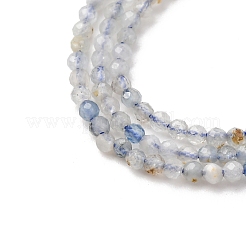 天然石アクアマリンビーズ連売り  ラウンド  多面カット  2mm  穴：0.5mm  約187~198個/連  14.84''~15''（37.7~38.1センチメートル）&nbsp;G-RM2025-A46-2mm-B