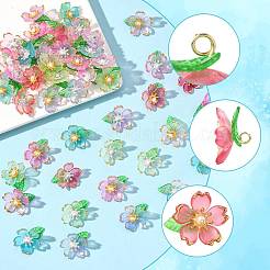 70個透明アクリルパーツ  花  304ステンレススチール製金具付き  ミックスカラー  12.1mm  穴：2mm&nbsp;PALLOY-FS00050