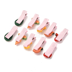 鉄ワニヘアクリップセット  布とアクリルのカボション付き  混合図形  ミックスカラー  36~43x15~21x12~14mm  10個/セット&nbsp;PHAR-L007-B08