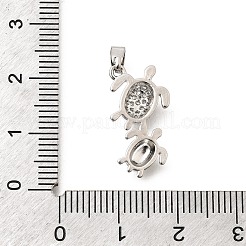 ブラスクリアキュービックジルコニアチャーム  ダブルタートルチャーム  長持ちメッキ  プラチナ  20x11x3mm  穴：5x3mm&nbsp;KK-B187-15P