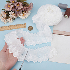 5ヤードのプリーツコットンリボン  洋服アクセサリー用  ホワイト  3~3-1/8インチ（76~78mm）&nbsp;OCOR-HY0001-76
