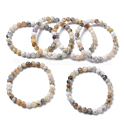 天然グリーンオパールラウンドビーズストレッチブレスレット（女性用）  ビーズ：5.8~6.8mm  内径：2.05~2.13インチ（5.2~5.4cm）&nbsp;BJEW-Z158-03L-04