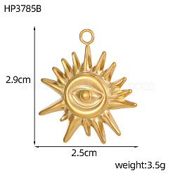 304ステンレスペンダント  太陽のチャーム  イオンプレーティング（ip）  18KGP本金メッキ  29x25mm  穴：2mm&nbsp;STAS-OY010-35G