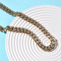 10mm 201ステンレススチール製キューバンリンクチェーンネックレス（女性・男性用）  ダイヤモンドカット  304ステンレススチール留め具付き  ゴールデン·ステンレス鋼色  23.82インチ（60.5cm）&nbsp;NJEW-F360-01G