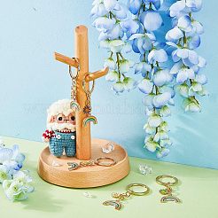5色合金エナメルペンダントキーホルダー5個  ライトゴールドメッキの鉄キーリング付き  レインボー&デイジー  ミックスカラー  7cm  1個/色&nbsp;KEYC-HY0001-01