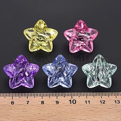 透明なアクリルビーズ  多面カット  スター  ミックスカラー  23x24x16mm  穴：3mm&nbsp;X-MACR-S373-76-B