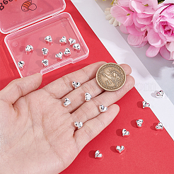 30個の合金ビーズ  ハート  925銀メッキ  6x8x5mm  穴：1.2mm&nbsp;FIND-BBC0005-16A-S