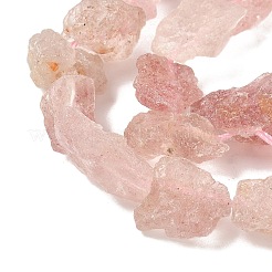 生の荒い天然ストロベリークォーツビーズ連売り  ナゲット  6~24x7~16x4~10mm  穴：1mm  約25~38個/連  15.35~15.94''（39~40.5センチメートル）&nbsp;G-M453-D04