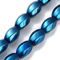 合成磁気無しヘマタイトビーズ連売り  長持ちメッキ  ツイスト  ミックスカラー  12~12.5x8~8.5mm  穴：1.2mm  約32個/連  16.14''（41センチメートル）&nbsp;G-P545-G02-01
