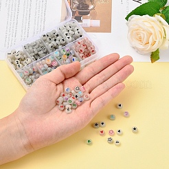 480個8スタイルフラットラウンド蓄光アクリルビーズ  DIYジュエリー作成キット用  ミックスカラー  7x3.5~4mm  穴：1.2~1.8mm  60個/スタイル&nbsp;DIY-YW0003-01