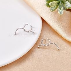 変色防止ロジウムメッキ 925スターリングシルバーツイストノットスタッドピアス（女性用）  プラチナ  20x20mm  ピン：0.9mm&nbsp;JE1081A