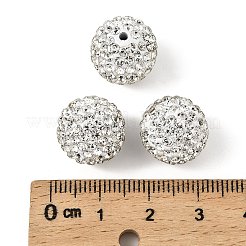 樹脂粘土ラインストーンビーズ  パヴェボールディスコビーズ  グレードA  クリスタル  pp15（2.1~2.2mm）  14mm  穴：1.8mm&nbsp;RB-H284-14MM-001