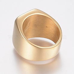 男性用304ステンレススチール印章バンドリング  広帯域指輪  長方形  ゴールドカラー  サイズ12  22mm&nbsp;RJEW-G091-16-22mm-G