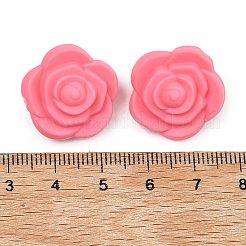 食品グレードの環境に優しいシリコーンビーズ  両面バラ  ライトコーラル  20.5x12.5mm  穴：2mm&nbsp;FIND-WH0125-43I