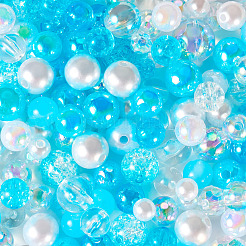 透明＆不透明のアクリルビーズ  ラウンド  ライトブルー  8~10mm  穴：1.8~2mm  140個/袋&nbsp;OACR-TAC0002-08C