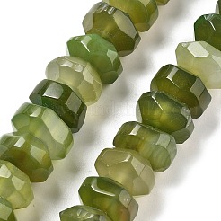 天然石瑪瑙ビーズ連売り  染め＆加熱  多面カット  ロンデル  黄緑  15~17x15~17x9~11mm  穴：1.2mm  約19~21個/連  6.89''~7.48''（17.5~19センチメートル）&nbsp;G-K392-A14