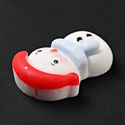オペーク クリスマス レジン カボション  赤い帽子の雪だるま  ホワイト  24.5x16x8mm&nbsp;RESI-G039-09
