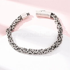 304ステンレススチールビザンチンチェーンブレスレット女性男性用  アンティークシルバー  8.66インチ（22cm）&nbsp;BJEW-C148-05AS-01