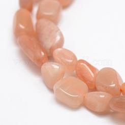天然石サンストーンビーズ連売り  タンブルストーン  ナゲット  6~8x4~6mm  穴：1mm  15.3インチ（39cm）&nbsp;G-F521-26