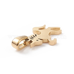 PVD真空メッキ304ステンレススチールチャーム  レーザー切断  ユニコーンチャーム  ゴールドカラー  14.5x14x1mm  穴：2.5x5mm&nbsp;STAS-G284-22G