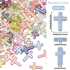 電気メッキ蛍光アクリルビーズ100個  クロスビーズ  ミックスカラー  24.5x17.5x5mm  穴：2mm&nbsp;RESI-SP0001-57