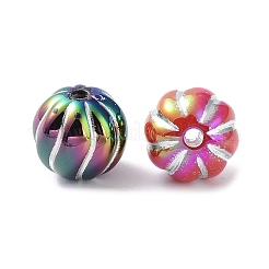 UVメッキ不透明アクリルビーズ  虹色の  カボチャ  ミックスカラー  15.5x14mm  穴：2.5mm&nbsp;MACR-K351-21