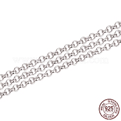 変色防止ロジウムメッキ 925スターリングシルバーローロチェーン  ハンダ付け  プラチナ  1.5mm&nbsp;STER-WH0011-05P