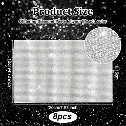 ガラスホットフィックスラインストーン  クリスタル  200x120x1.5mm&nbsp;DIY-WH0349-427