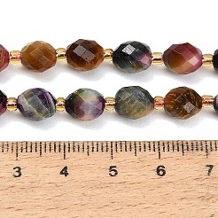 染めの天然タイガーアイビーズ連売り  ラウンド  多面カット  シードビーズで  カラフル  8~9x7~8mm  穴：1mm  約18~20個/連  7.48''（19cm）〜7.87''（20cm）&nbsp;GG-CBA4A3B-A06