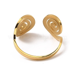 304ステンレススチールオープンカフリング  渦  ゴールドカラー  内径：18.4mm&nbsp;RJEW-Q808-06G