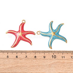 304ステンレススチールエナメルペンダント  ゴールドカラー  ヒトデのチャーム  32x33.5x3.5mm  穴：2mm&nbsp;STAS-H261-01C-G