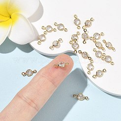 シェグレース 真鍮 パヴェ キュービックジルコニア フラット ラウンド コネクター チャーム  カドミウムフリー＆ニッケルフリー＆鉛フリー  長持ちメッキ  18KGP本金メッキ  透明  10.5x5x2mm  穴：1.2mm&nbsp;XGRQ2O341-442A-G