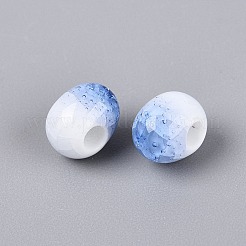 手作りクラックル磁器ビーズ  グラデーション釉薬を施したセラミックビーズ  ティアドロップ  コーンフラワーブルー  7x6x5~6mm  穴：2mm&nbsp;PORC-Q008-06A-06