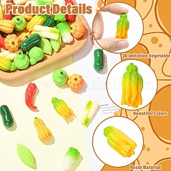 9個9スタイル不透明樹脂カボション  模造野菜  混合図形  ミックスカラー  19~32x12~19x8~21mm  1個/スタイル&nbsp;RESI-CJC0012-44