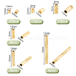 67個 6スタイル 925スターリングシルバーチューブビーズ  テクスチャードチューブ  ゴールドカラー  1.5~15x1~2mm  穴：0.9~1.2mm&nbsp;STER-PH0003-49G