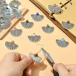 樹脂模造ターコイズペンダント 30 個  ファンチャーム  アンティークシルバーメッキ合金パーツ  ミックスカラー  25.5x29.5x4mm  穴：2mm&nbsp;RESI-CJ0003-68