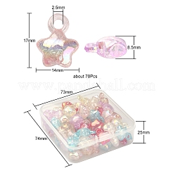 70個7色透明クラックルアクリルパーツセット  ABカラー  スター  ミックスカラー  17x14x8.5mm  穴：2.5mm  10個/カラー&nbsp;MACR-YW0001-90