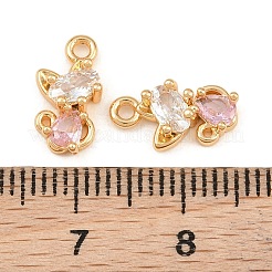 真鍮マイクロパヴェピンクキュービックジルコニアチャーム  猫の形のチャーム  18KGP本金メッキ  12x6x4mm  穴：1.4mm&nbsp;CU-CBA804C-14G